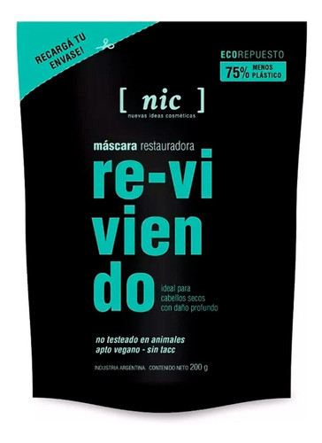 Nic Reviviendo Máscara Reparadora Vegana Pelo Seco Refill 6c 0
