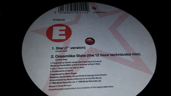Erasure Star Vinilo Maxi Uk Excelente Damont Pressing Uk 90 1