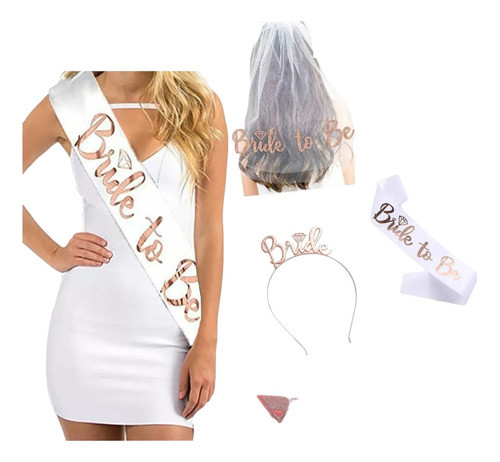 Kit : Véu + Tiara +faixa Bride Tobe Rose Novo 0