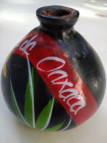 Botella Vacía Tequila Cerámica Pintada Oaxaca México 1