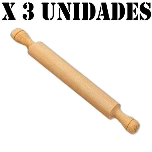Palo De Amasar X3 Madera 50 Cm Cocina Estirar Masa - Palote 1