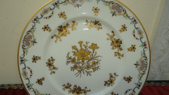 Gran Plato Porcelana Limoges Antiguo Flores Y Hojas Vealo 1