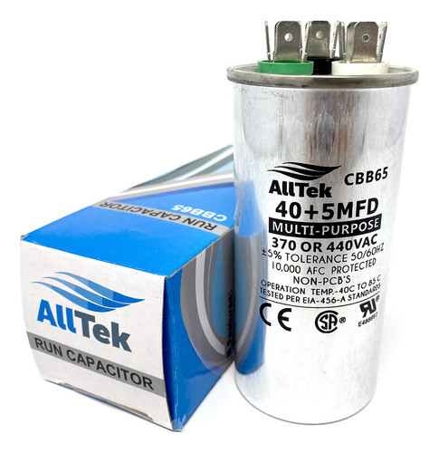 Alltek 40 + 5 Mfd 40/5 Uf 370 O 440 Voltios Condensador Redo 0
