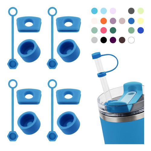 4pack De Tapones Antiderrames De Silicona P/v Stanley Azurre 0