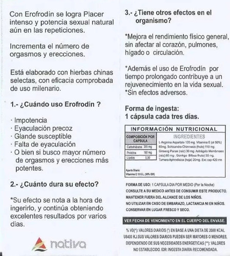 Erofrodin- 4 Cápsulas Para Alcanzar Nuevas Alturas De Placer 1
