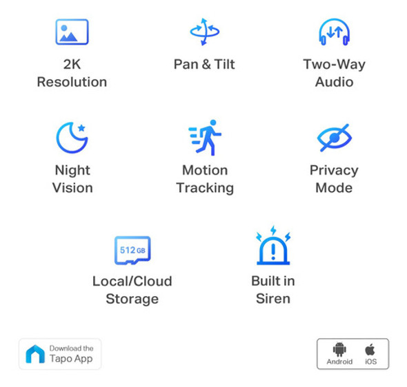 Câmera De Segurança Tp-link Tapo 2k Pan/tilt Para Monitor De 1