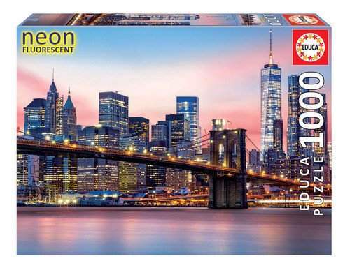 Puzzle Rompecabeza Puente Brooklyn Neon Educa 1000 Piezas Ax 0