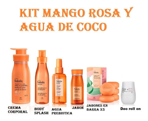 Kit 6 Productos Mango Rosa Y Agua De Coco Natura 0