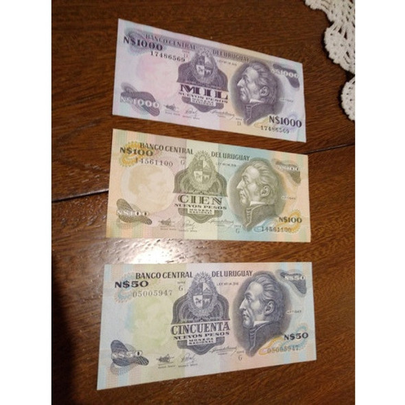 Lote De 3 Billetes Nuevos Pesos Artigas 0
