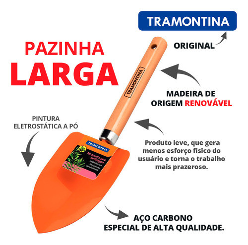 Kit 20 Pazinha Jardim Aço Pá Jardinagem Larga Tramontina 1