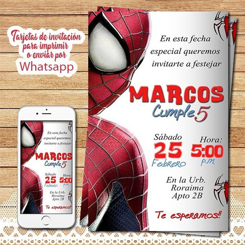 Tarjeta Invitacion Digital Hombre Araña Spiderman Cumpleaños 0