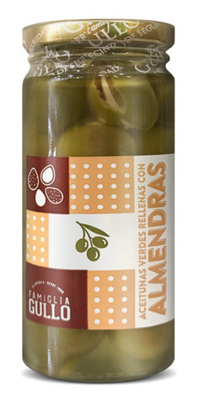 Aceitunas Verdes Rellenas Con Almendras Famiglia Gullo 330g 0