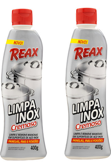 Kit 2 Limpa Inox Cremoso 400g Reax Remove Mancha Panela Pia 0