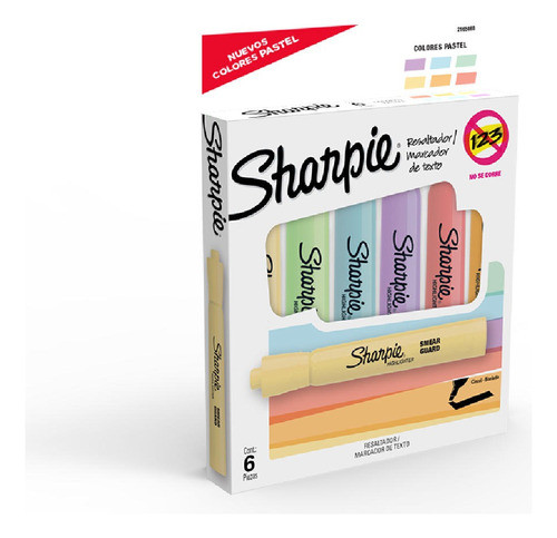 Resaltador Marca Texto Sharpie Accent Tank Pastel X6 Colores 0