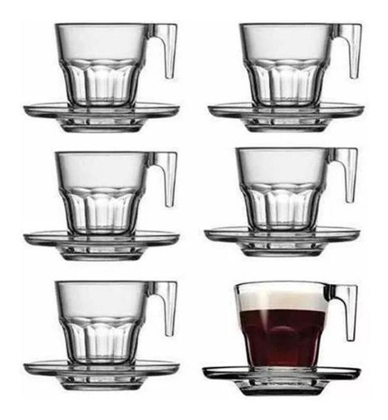 Jogo De 6 Xícaras Cristal E Pires Para Café Bon Gourmet 0