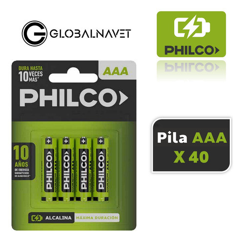 40 Pilas Aaa Triple A Philco Alcalinas 1.5v Distribuidora 1