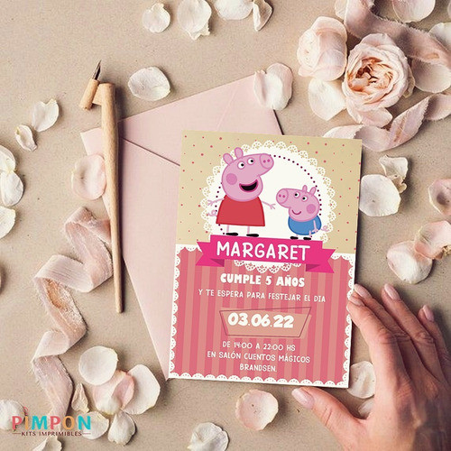 Kit Imprimible Peppa Y George Pig (rosa) - Textos Editables 0