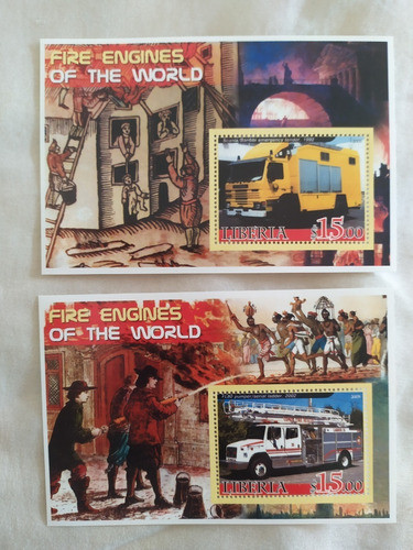 Lote De 5 Blocos E Série Selos - Carros De Bombeiros 1