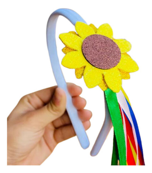 01 Tiara Arco Menina Caipira Girassol Acessório Festa Junina 0