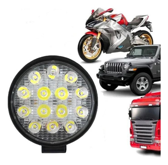 Faro Auxiliar Circular Luz Led 12 Y 24 V Blanco 14 Led 0
