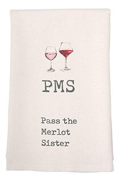 Mud Pie Wine Hand Towels Pms Plato Blanco 0