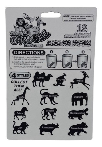 Animales Del Zoo Crecen En Agua X 12 Capsulas- Souvenir - 1