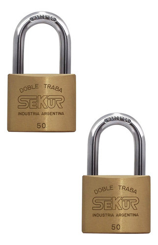 Candado Sekur De 50 Mm Por 2 Unidades Hermanados  5 Llaves 0