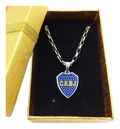 Collar Cadena Acero Quirúrgico Dije Escudo Boca Juniors C 0