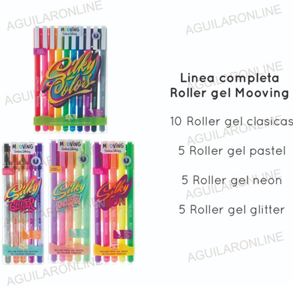 Kit 25 Mooving Roller Gel Colores Neon Fluo Pastel Glitter 1