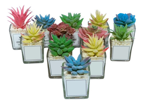 Arbol Planta Con Maceta De Vidrio Artificial Pack X12 Hogar 0