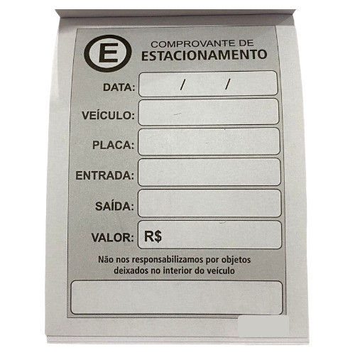 Kit 5 Comprovante Estacionamento Impresso Para Comércio 0