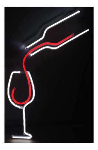 Cartel Copa Y Botella De Vino 50*33 Cm Neon Led 1