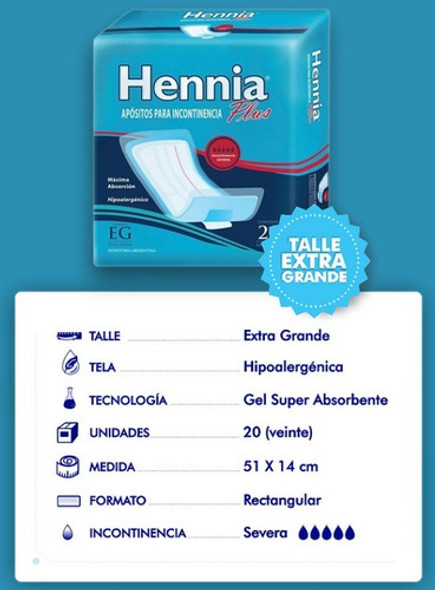 Hennia Apósitos Para Incontinencia Plus X 20 Unid 1