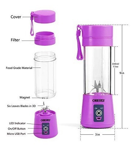 Licuadora Portátil, Licuadora Oberly Smoothie Cup - Seis Cuc 1