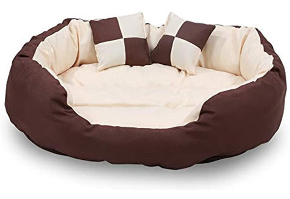 Cama Para Mascotas Ovalada, Larga Y Duradera, Con Cojin Ext 0