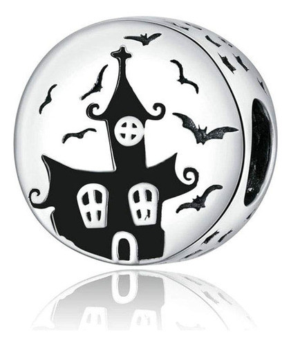 Ghost Castle Charm 925 Sterling Silver Halloween Charm Witch 0