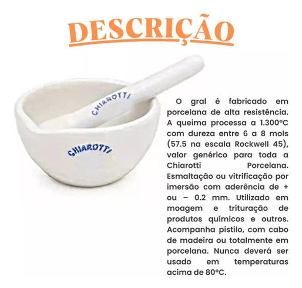 Gral Com Pistilo Em Porcelana 180ml - Chiarotti 1
