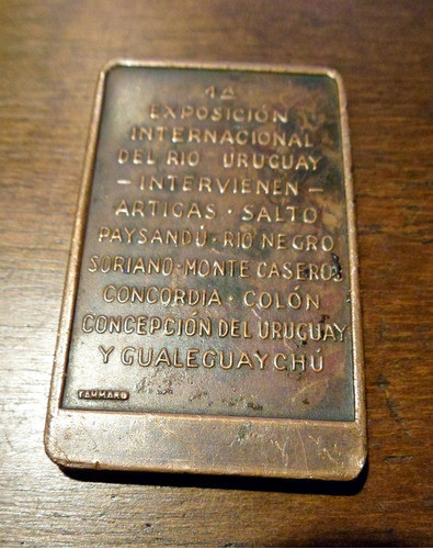 Medalla Cobre 1964 Paysandu 1ra.exposición Rio Uruguay 1