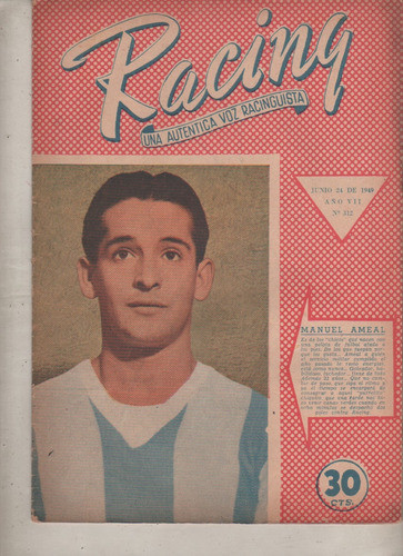 Revista Partidaria Racing * Vs Chacarita - Nº 312 Año 1949 0