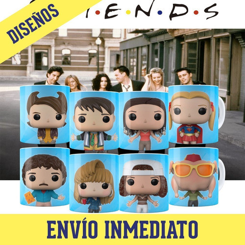 Kit Diseños Plantillas Tazas Friends Funko Sublimación 1