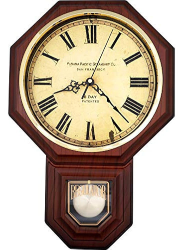 Justime Escuela Tradicional Reloj De Pared De Péndulo Romano 0
