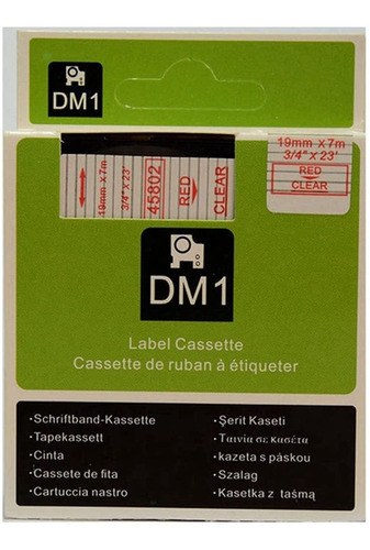 Cinta Rotulado Compatible Dm1 45802 19mm Rojo/transparente 1
