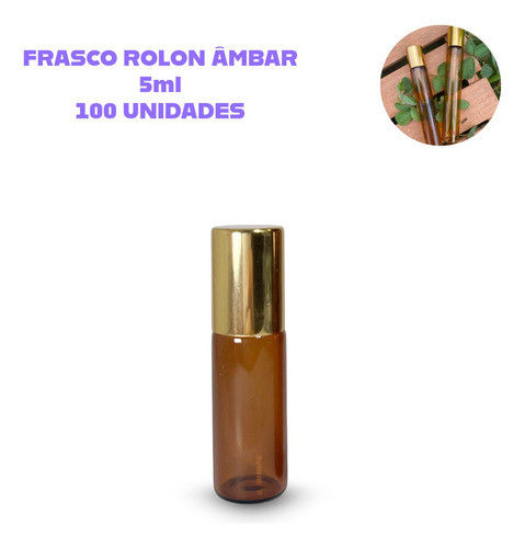 Frasco Roll-on Rolon Ambar 5ml P Óleos Kit 100 Unidades 1
