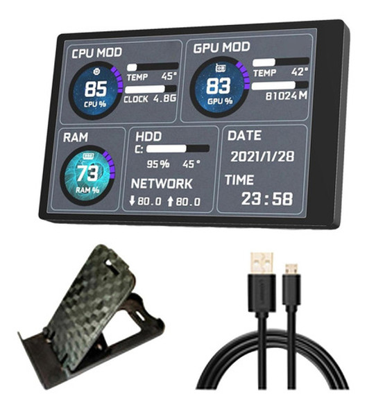 Display Ips De 3,5 Polegadas Para Cpu Gpu Ram Hdd Dynamic 0