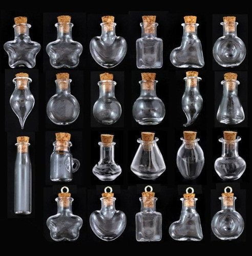 Botella Corazón Souvenir Vidrio 2ml Corcho Con Gancho  (x10) 1