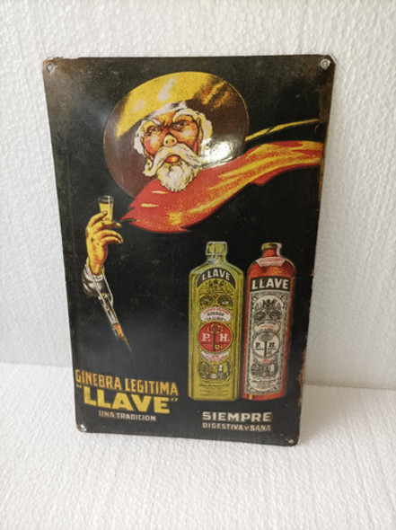 Cartel De Chapa Estilo Vintage Ginebra La Llave 35cm 0