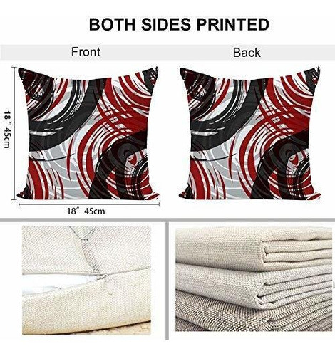 Ezving Set De 4 Fundas De Almohadas Modernas Rayas Rojas Abs 1