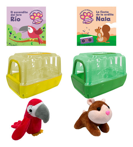 Adopta Tu Mascota X 2 Peluches Con Valija Ardilla Y Loro 0
