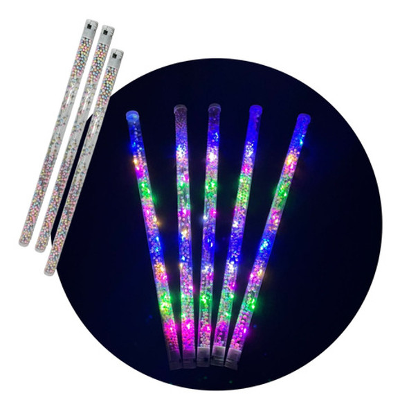 Vara Plastica Luminosa Led Con Bolitas Pastel X 5 Cotillon 0