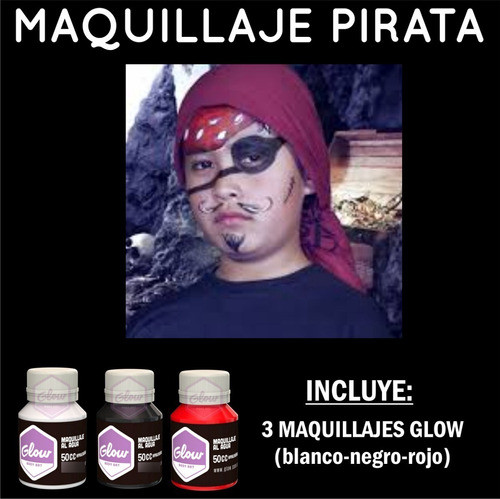 Kit Maquillaje Pirata Personaje 3 Glow Halloween Disfraz 1
